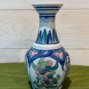 Vintage Porcelain Floral Bud Vase Marked